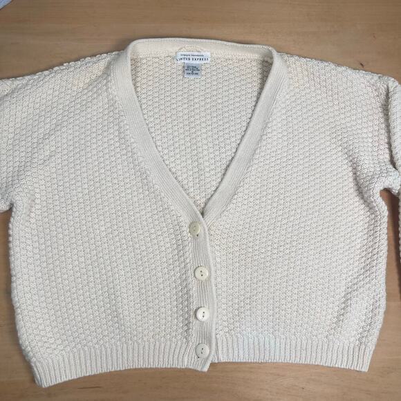 Vintage cream chunky cropped button up sweater size medium - Picture 3 of 5